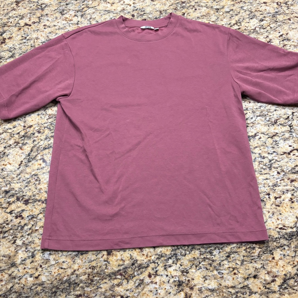 Uniqlo U AIRism Cotton Crew Neck Oversized T-Shirt Mauve Pink Mens Medium ws